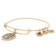 NEW Alex and Ani Initial V Bracelet - Gold Toned Monogram Letter Adjust Size