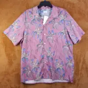 PAUL SMITH Shirt Mens Medium Pink Floral Button Up Tropical Cotton Lyocell