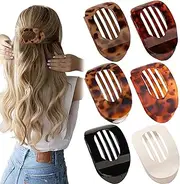Somnr 6 Pack Flat Hair Claw Clips for Women, Lay Flat Hair Clips, Strong Hold for Thick/Thin/Curly Hair, Non-Slip and Comfortable, Curved Large Claw Clip for Driving, Lying & Daily Styling