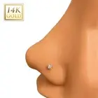 Classic Diamond Nose Stud 14kt Solid Gold Real Gold Nose Rings, Hypoallergenic