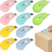 Box Cutter, 10 Pack Cardboard Cutter, Utility Knife for Keychain Decoration, Gift, Kids, Pocket Box Cutters in Plastic, Letter Opener, Mini Portable Utility Office Keychain(Candy Colors)