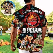 Men's Food Letter Barbecue Shirt Summer Hawaiian Shirt Aloha Shirt Short Sleeve Shirt Cuban Collar Sports Fashion Streetwear Outdoor Casual Hawaiian Red Green
