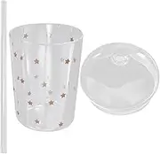 HEATSHAKING Cute Glass Cup with Straw Large Capacity Drinking Cup with Lid Versatile Clear Glass Tumbler for Juice Milk Coffee Tea Unique Design for Go Use