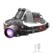 Headlamp UV Light, UV LED Black Light Headlamp 395nm Ultra Violet Purple Ligh...
