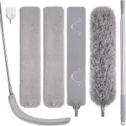 Feather Duster Set (4 Pieces), 30-100 Inch Microfiber Retractable Gap Duster for