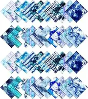 Soimoi Tie Dye Print Precut 5-inch Cotton Fabric Quilting Squares Charm Pack DIY Patchwork Sewing Craft-Blue