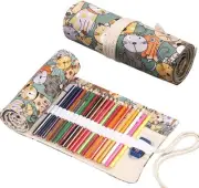 Pencil Case Large Capacity Canvas Pencil Wrap Roll 72 Slots,Travel Drawing
