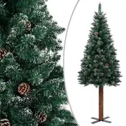 Slim Christmas Tree with Real Wood and White Snow Green 180 cm