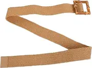 [Beavorty] Wide Elastic Stretch Belt for Women Boho Braided Design with Wooden Buckle Versatile Fashion Accessory for Casual and Formal Outfits Comfortable Fit Durable Raffia Material