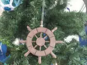 [Pack Of 2] Rustic Wood Finish Decorative Ship Wheel Christmas Tree Ornament ...
