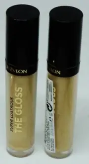 2 REVLON Super Lustrous THE GLOSS Lip Gloss ALL THAT GLITTER #300 (Gold) Sealed