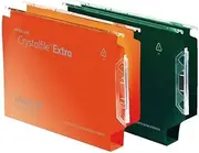 Rexel 330 Lateral Hanging Files with Tabs and Inserts, 30 mm Base, Polypropylene, Green, Crystalfile Extra, Pack of 25, 3000122