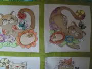 6 cats blocks quilt as you go quilted on embroidery machine size 33''x 24''