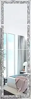 Meetart Full Length Mirror Tiles,Crystal Crush Diamond Full Body Wall Mirror,14''x11'' 4PCS Glass Frameless Make Up Mirror for Home Decor,Room Decor,Wall Decor.