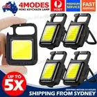 Mini COB LED Key Ring Flashlight Work Light Pocket Rechargeable Torch Camping AU