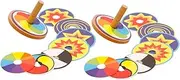 SUPVOX 2 Sets Wooden Gyroscopes DIY Creative Educational with Colorful Cards for Birthday Party Favors and Activities