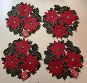 St. Nicholas Square Poinsettia Cutout Placemats ~ Set of four ~ NWT