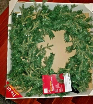 36 in. Battery Operated Mixed Pine LED Pre-Lit Artificial Christmas Wreath