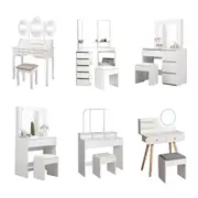 Levede Dressing Table Vanity Set Makeup Mirror Stool Desk Drawers Dresser LED