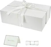 Gift Box with Lid,35cm*22.5cm*11.2cm Large Present Box with Ribbon and Card for Birthady,Valentine's Day,Mother's Day,Christmas,Box DIY,Anniversary,idea box for man woman (white)