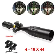 OPTICS 4-16x44 AOEYS Hunting Rifle Scope 20mm Rail Integrated Sunshade Lock Ring