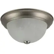Sunlite 11" Dome Ceiling Fixture Brushed Nickel Finish Alabaster Glass
