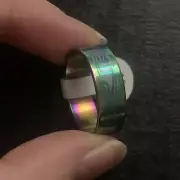 Men’s Holographic Incandescent Oil Spill Printed Ring Band Size 12.5