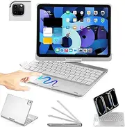 Arzoe iPad Keyboard Case for iPad Air 11 2025 iPad Pro 11 inch 2022 2021 2020 2018, iPad Air 2024 11 inch, 5th 4th Gen 10.9” 2022 2020 Bluetooth Keyboard with Back Light Touchpad Pencil Holder Silver