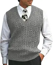 [Generic] Men's Sweaters Pullover Male Autumn Winter Casual Solid Knit Sweater Vest Sleeveless V Neck Sweater Vest Wool Sweater Men