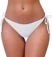 [Halcurt] Women's Low Waisted Tie Side Bikini Bottoms String Sexy Brazilian Swimsuit Bottoms