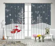 3D Gray Snowman O042 Christmas Photo Curtain Printing Fabric Window An