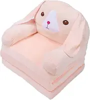 Foldable Kids Sofa & Toddler Couch - Pink Dog Design, Soft Flip Out Sofa Chair with Pull Out Bed, Children's Armchair for Home, Hotel, Kindergarten(Three Layers)