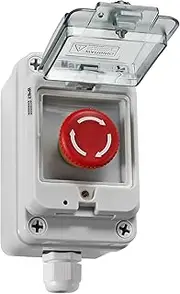 IP67 Button Switch Outdoor Waterproof Box Red Button Emergency Stop with Protective Cover Anti-misoperation Switch(AC/DC 6A-110V/3A-240V/2.5A-380V)