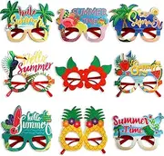 Beach Sunglasses | 9 Pair Hawaiian Glasses,Fun Kids Adults Favors, Beach Themed Supplies, Pool Photo Booth Decorations For Birthday, Carnival