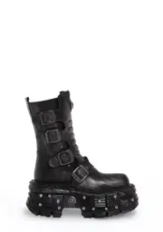 [New Rock] M-373SC-C1 Leather Platform Boots