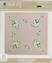 Make It DAISES & LEAVES Table Topper Traced Linen Cross Stitch Kit #585246
