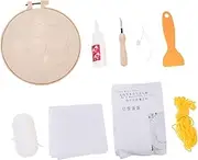 TEHAUX 1 Set Embroidery Needle Thread Embroidery Hoops Upholstery Embroidery Floss Decor Mug Tufting Punch Multi Coasters Cushion Kits Crafts Beginner Frame Display Stainless Steel