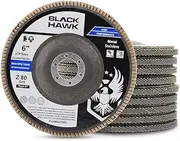 BHA 6 Inch Zirconia Abrasive Flap Discs Angle Grinder Wheels for Deburring, Blending, Rust Removal, Grinding Metal or Sanding Wood Type 27, 6” x 7/8” - 10 Pack (80 Grit)