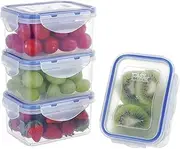 EASYLOCK Pack of 4 Small Containers with Lid, Plastic, Freezer Containers, 500 ml, Meal Prep Boxes, Microwave Tableware, Leak-Proof, Portable and Durable