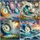 5D DIY Full Round Drill Diamond Painting Clock Kit Home Decor Art Craft 40x40cm