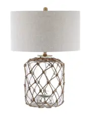 JONATHAN Y Mer 26.5in Glass and Rope LED Table Lamp