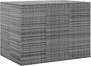 Garden Storage Box, Outdoor Deck Bin, PE Rattan Waterproof Patio Cushion Chest with Gas Lift, 145x100x103 cm, Grey