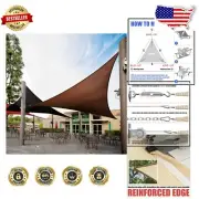 22' Brown Triangle Sun Shade Sail Canopy - 95% UV Protection & Custom Sizes