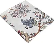 White Twin Flat Sheets Floral Printed Cotton Top Sheet, Luxury and Soft Bedding Flat Sheet Easy Care