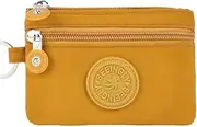[ERJUR] Small Wallet for Women Men Coin Purse Change Holder Zipper Nylon Coin Purse with Keychain, Yellow, Fasion Coin Purse