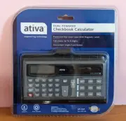 Ativa Dual Powered Checkbook Calculator AT-CK1 New Sealed With Wallet
