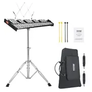 32 Note Glockenspiel Xylophone Bell Kit, Professional Percussion Instrument Set with Mallets, Drum Sticks, Music Stand, Adjustable Stand and Carrying Bag for Students &