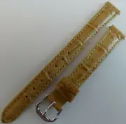 New 12mm Regular Genuine Leather Light Tan Simulated Crocodile Grain Watch Band