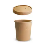 50 X Brown Kraft Paper Food Containers And Lids - Small 16Oz