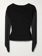 [Altuzarra] Altuzarra - May Fringed Stretch-knit Top - Black - x small x small Black